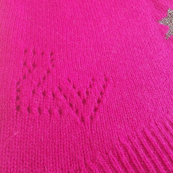 Zadig & Voltaire Markus Stars 100% cashmere celestial stars hot pink size medium - Picture 8 of 11
